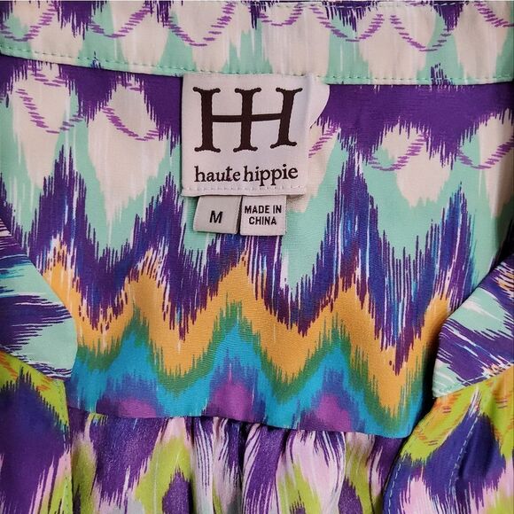 Haute Hippie 100% Silk Multicolor Shirt-Dress Size M - Picture 5 of 11